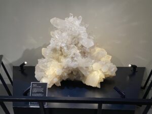 Large Quartz on display at the Alphie Norville Gem & Mineral Museum