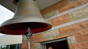 The USS Arizona bell in the student union tower